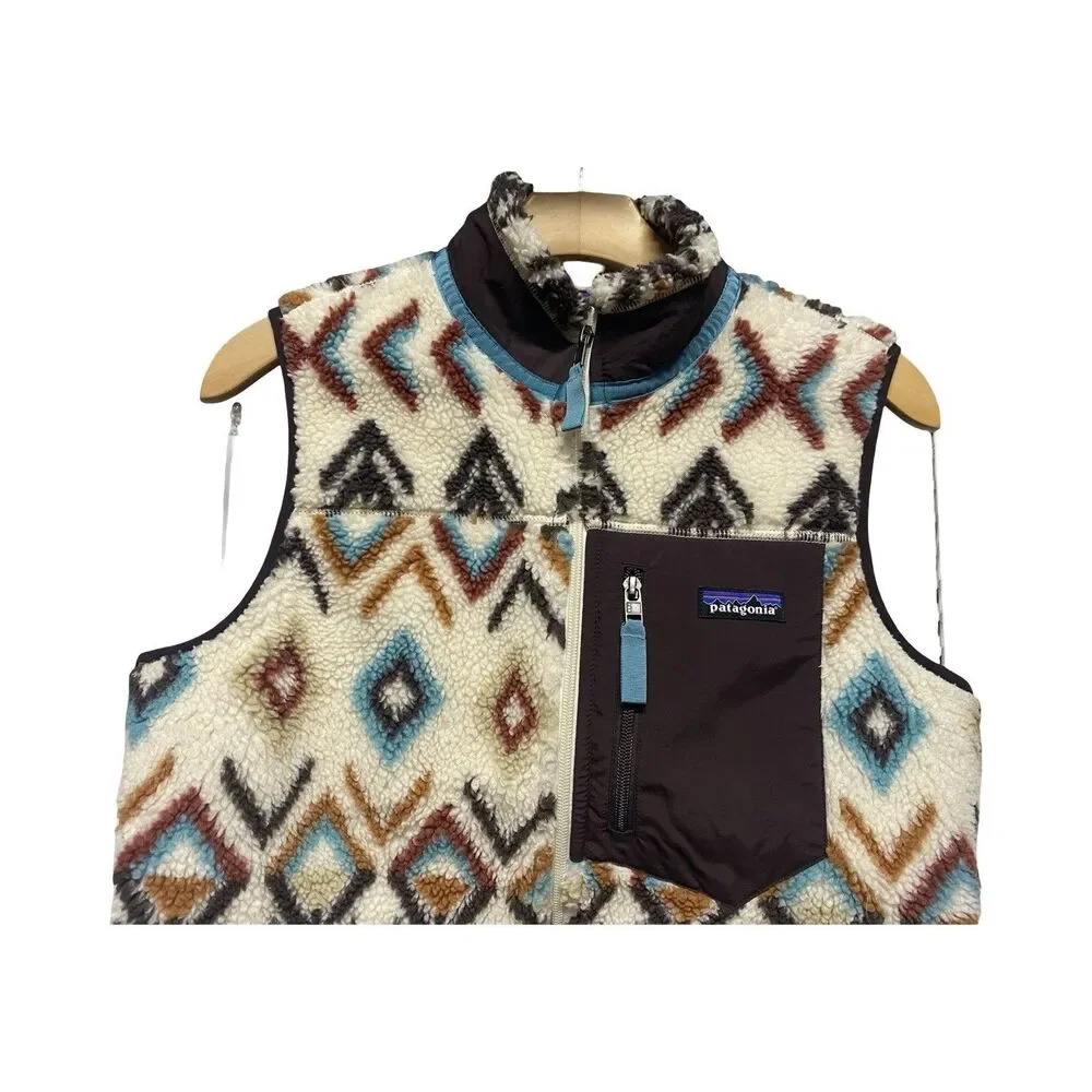 Patagonia Retro X Fleece Vest Full Zip Deep Pile Aztec Southwestern Women Medium